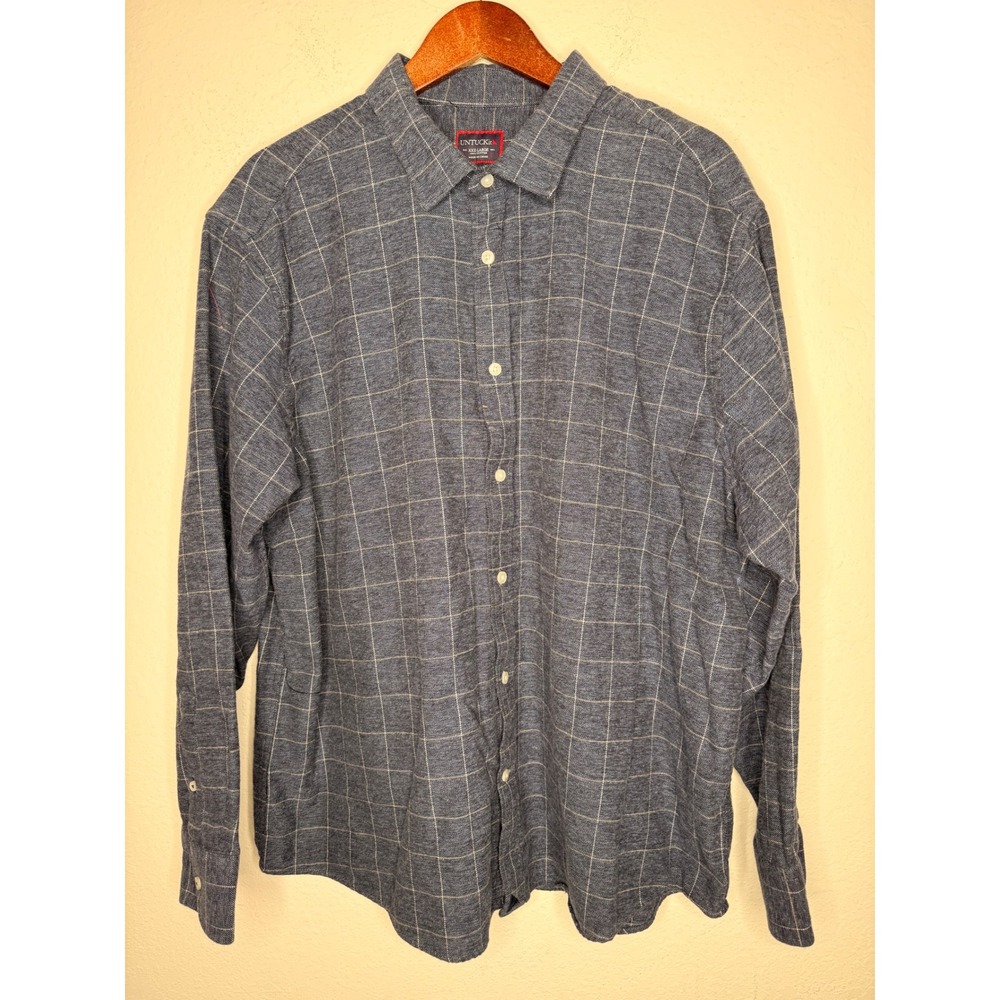 UNTUCKit Mens XXXL Brignole flannel 100% Cotton Long Sleeve Button down blue - Picture 5 of 6